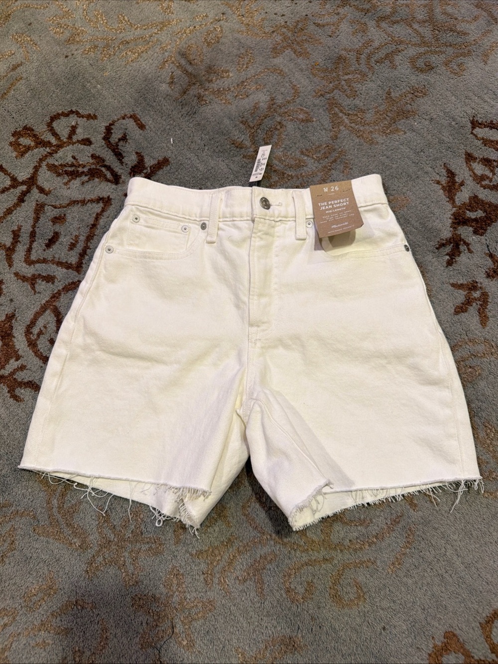 Madewell White Mid-Length white Jean Shorts NEW w/tags “the Perfect”